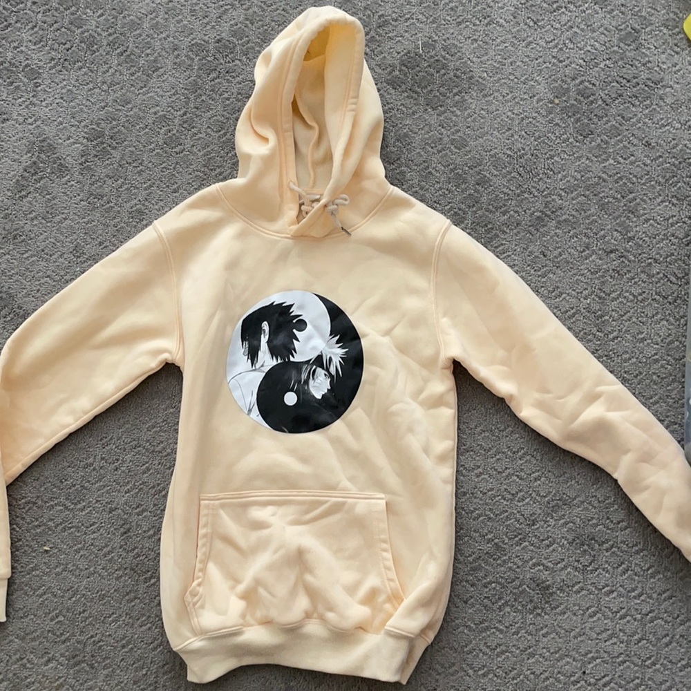 Anime Naruto Sasuke cream hoodie